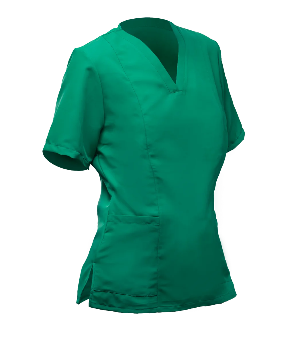 Maglia verde Hlo! in misto viscosa a coste piatte con scollo a V e bottoncini lungo i polsini | Pellizzari